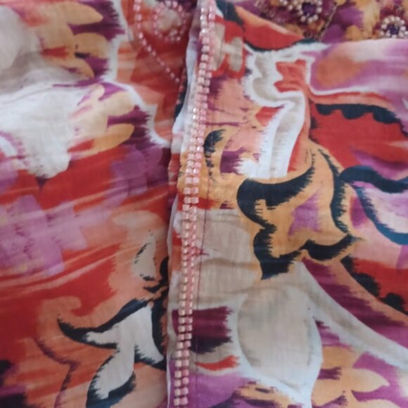 Chico’s Women’s 0 (US 4) Beaded Embellished Boho Tunic Top Paisley Multicolor - Picture 5 of 8